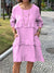 Women's Multi-layered Lotus Leaf Long-sleeved Cotton and Linen Dress