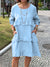 Women's Multi-layered Lotus Leaf Long-sleeved Cotton and Linen Dress