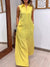 Women's Slit Hem Linen Dress with Elastic Waist