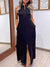 Women's Slit Hem Linen Dress with Elastic Waist