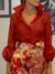 Elegant Lantern Sleeve Top and Floral Skirt Two-Piece Set